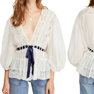 Free people XS top with brown lace belt